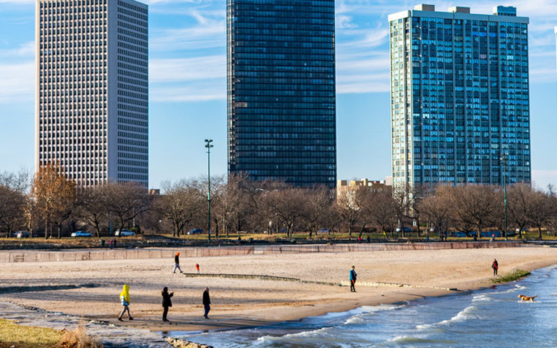 View of Lake Michigan and Building at Edgewater Chicago Beach
