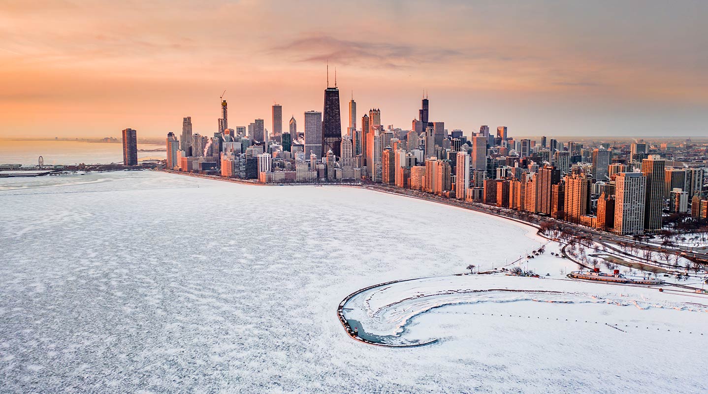 Chicago Christmas Lights Skyline